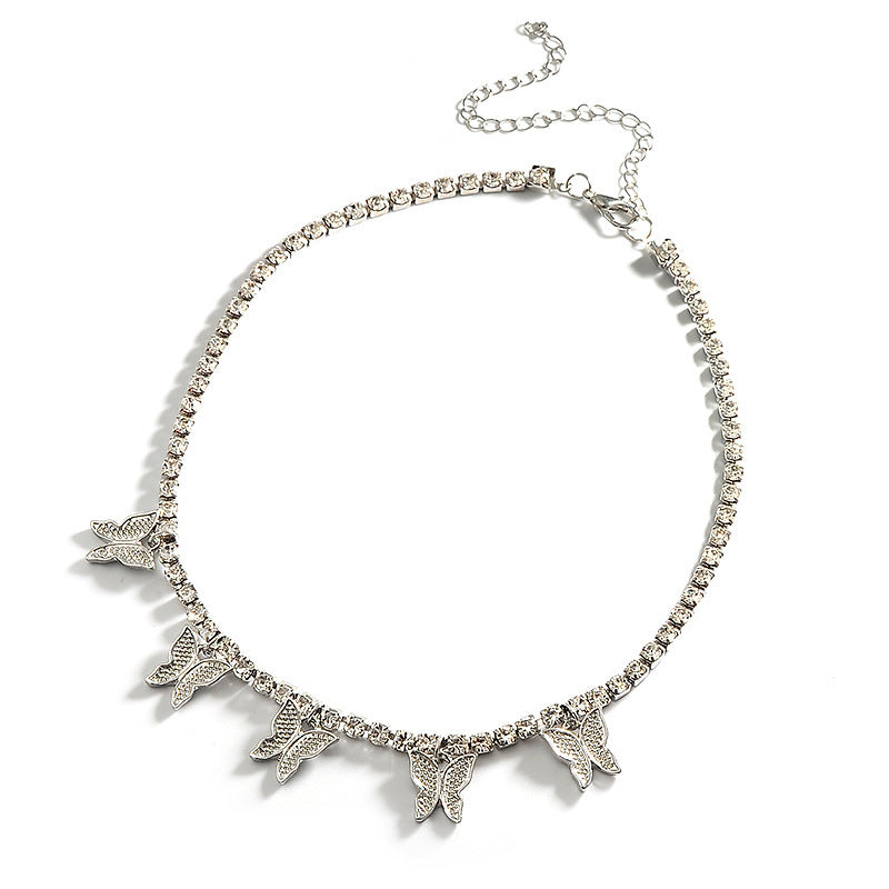 Rhinestone Butterfly Necklace