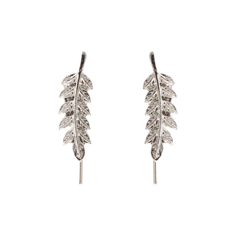 Simple Tree Leaf Alloy U-shaped Ear Clip Earrings