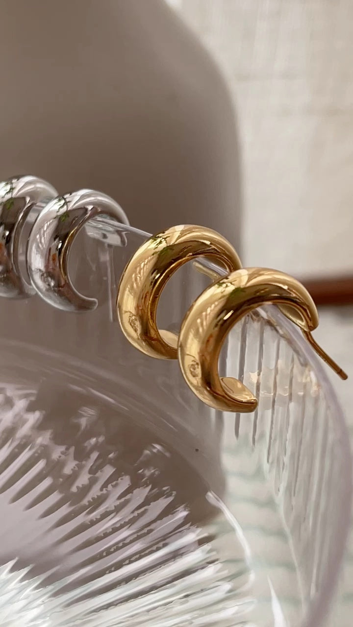 Two-Tone Vintage French Hoop Earrings