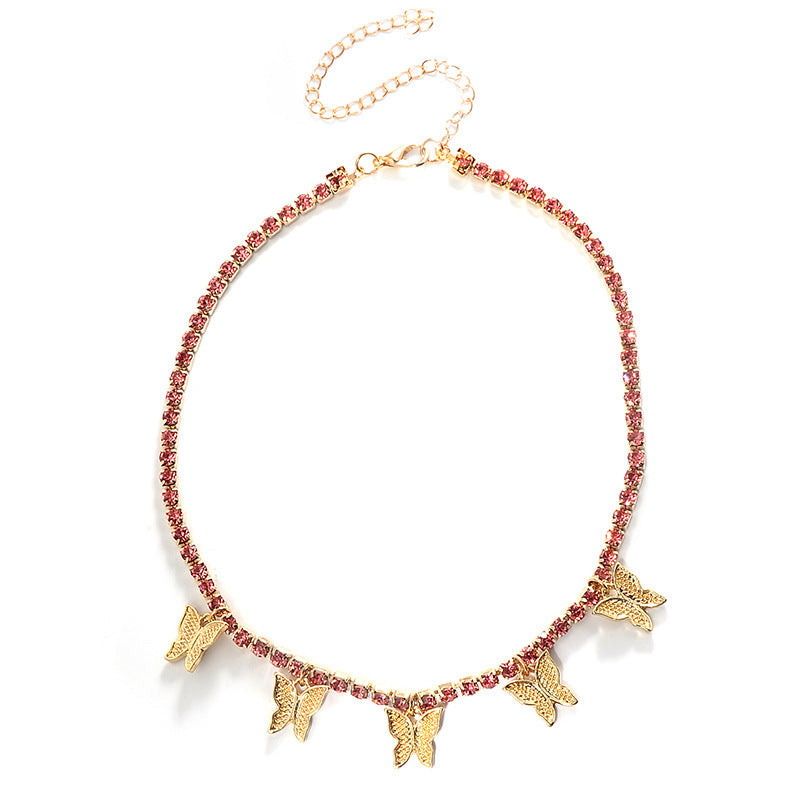 Rhinestone Butterfly Necklace