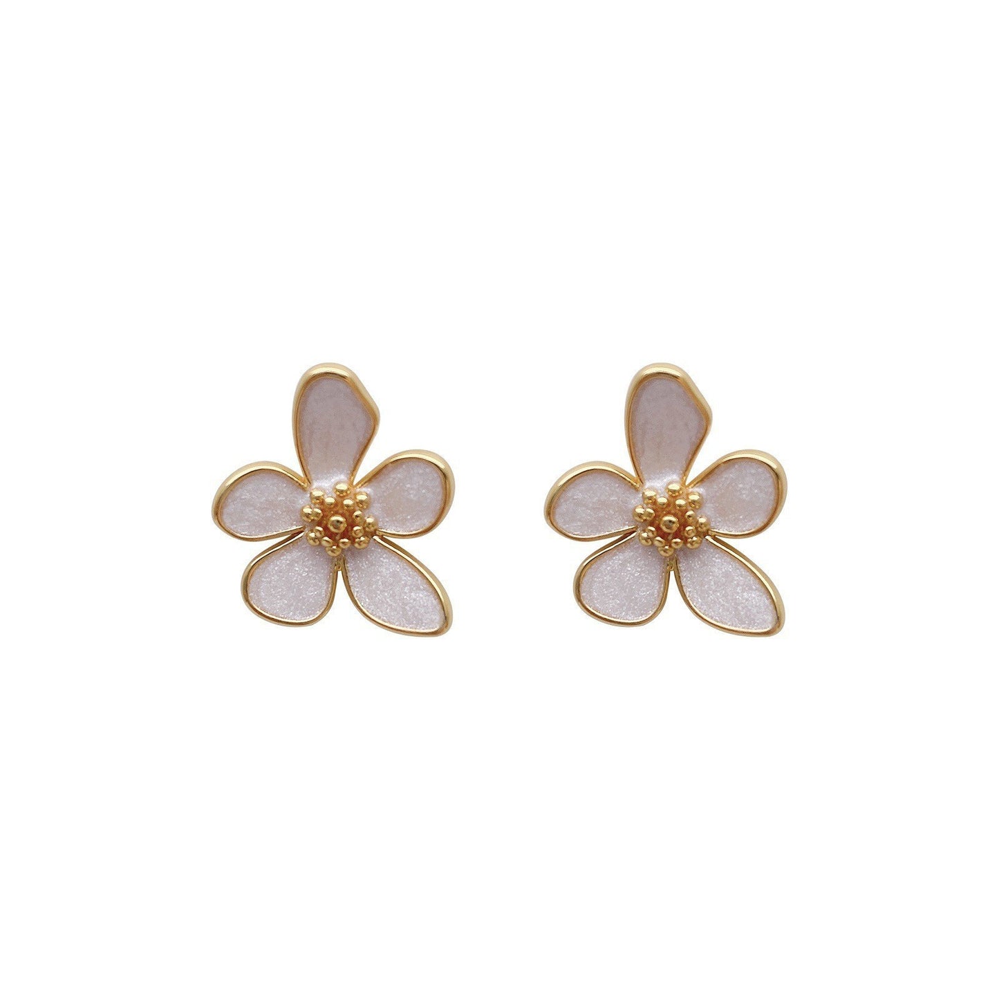 White Drop Oil Petal Earrings