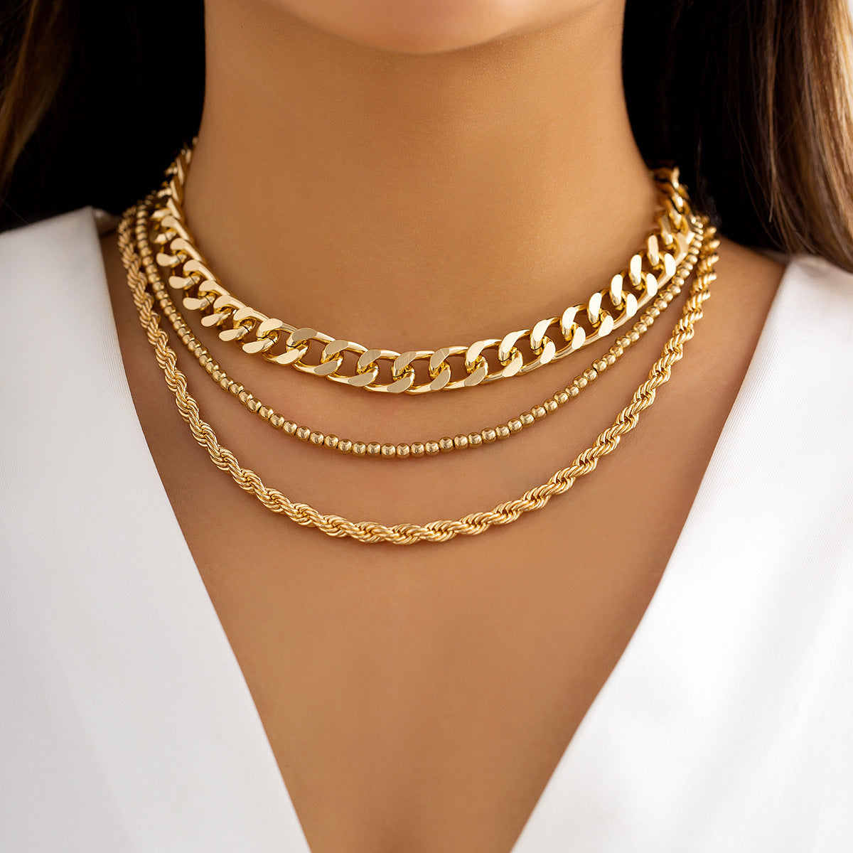 Multi-layer Snake Bone Box Chain Necklace