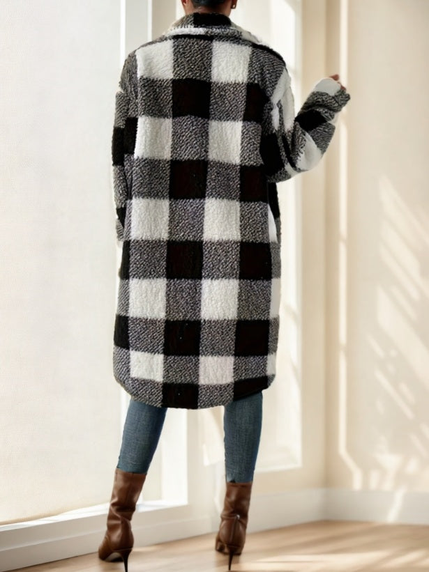 Ladies' Long-sleeved Checkered Coat