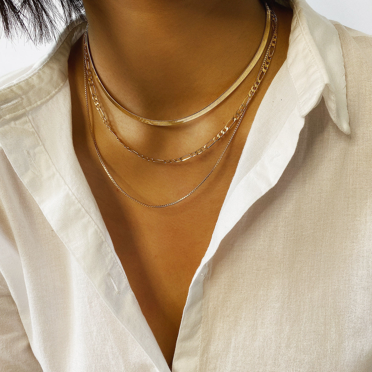 Multi-layer Snake Bone Box Chain Necklace