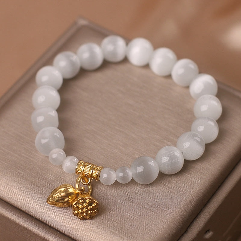 White Opal Beaded Bracelet