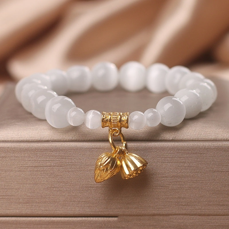 White Opal Beaded Bracelet
