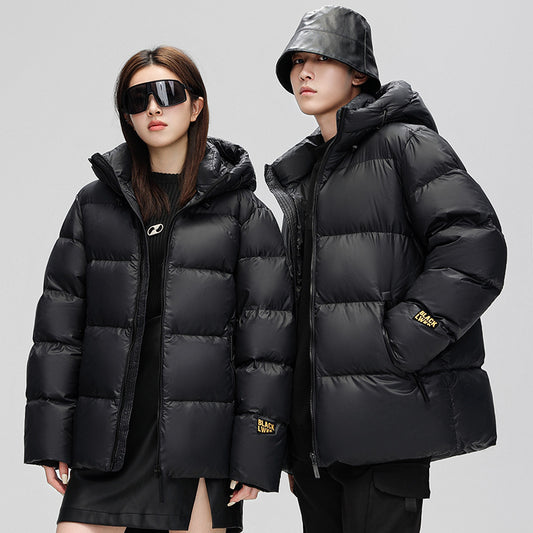 Short Autumn And Winter Warm Quilted Jacket Men's And Women's Same Black Gold Winter Clothing Coat