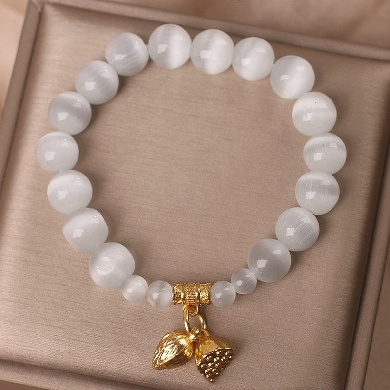 White Opal Beaded Bracelet