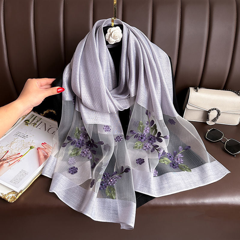 Elegant All-match Embroidered Summer Sunscreen Scarf