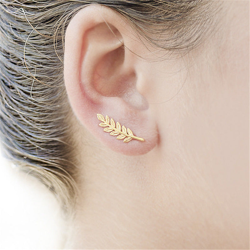 Simple Tree Leaf Alloy U-shaped Ear Clip Earrings