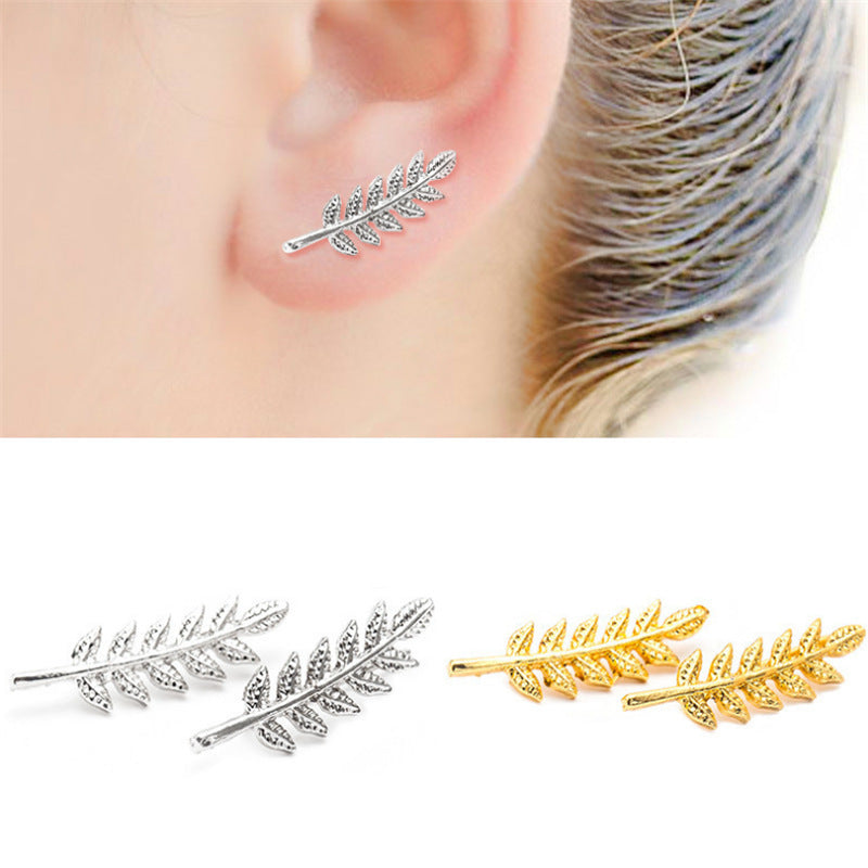 Simple Tree Leaf Alloy U-shaped Ear Clip Earrings