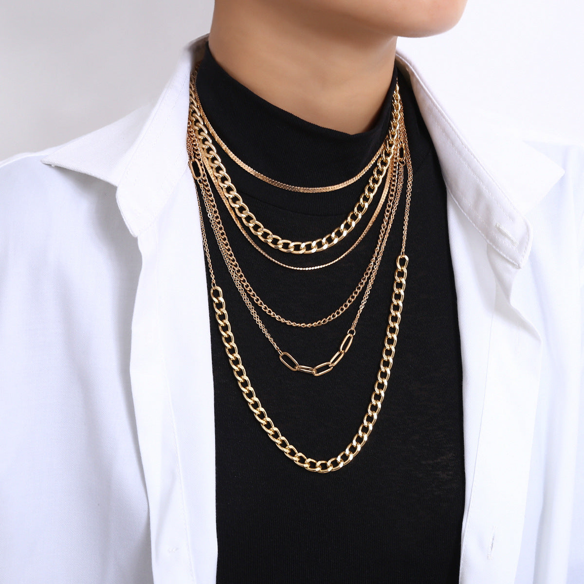 Multi-layer Snake Bone Box Chain Necklace