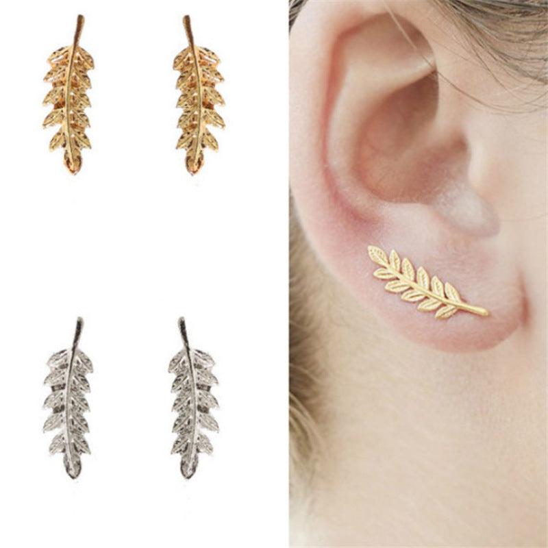 Simple Tree Leaf Alloy U-shaped Ear Clip Earrings