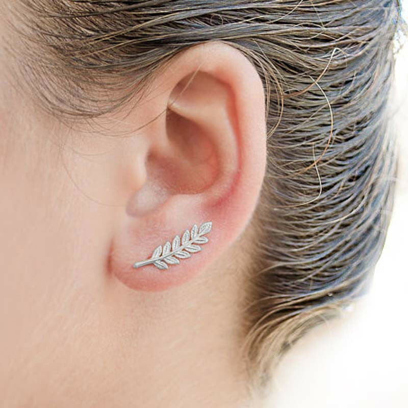 Simple Tree Leaf Alloy U-shaped Ear Clip Earrings
