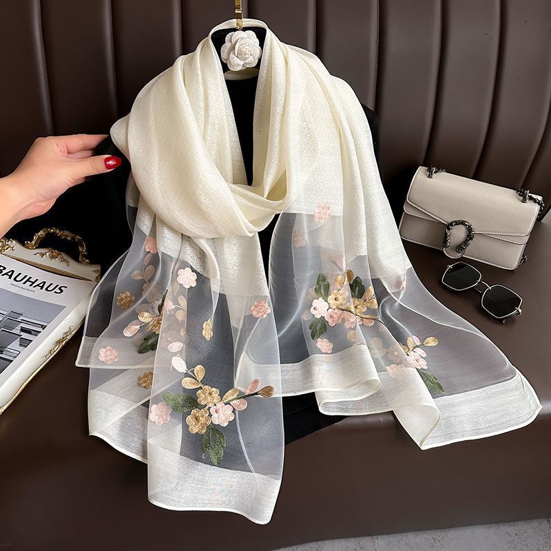 Elegant All-match Embroidered Summer Sunscreen Scarf